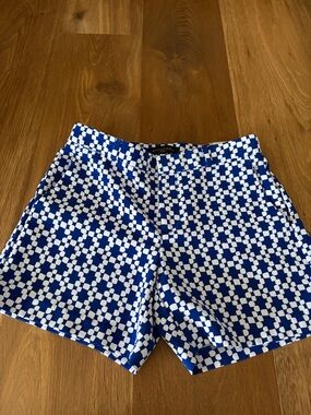 Banana Republic Blue and White Geometric Print Women's Shorts